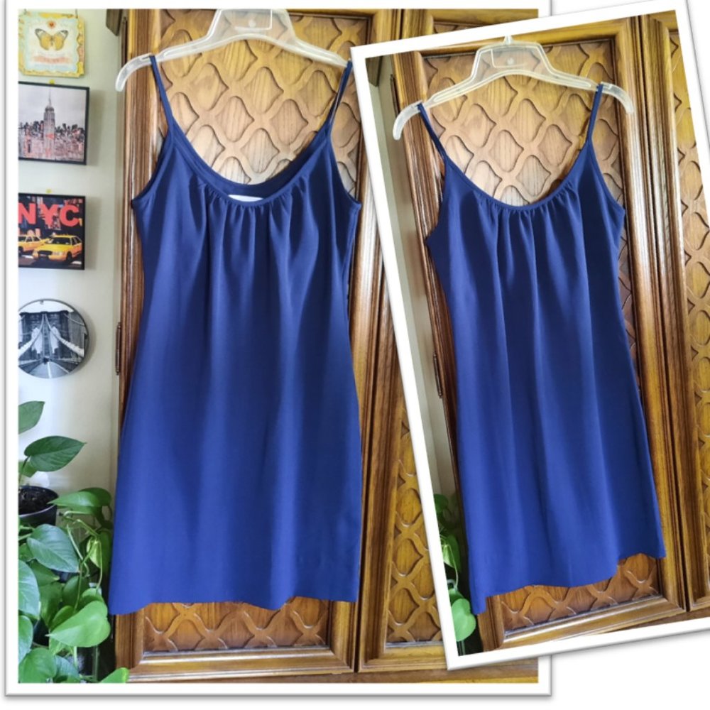 Vintage || Elizabeth Ackerman Slip On Spaghetti Strap Dress - Navy, Size XS